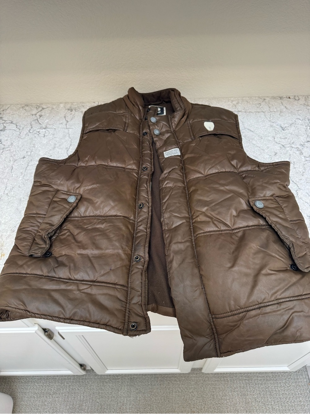 G-Star Brown Quilted Puffer Vest